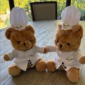 2 Chef Teddy Bears Brand New in White Outfits